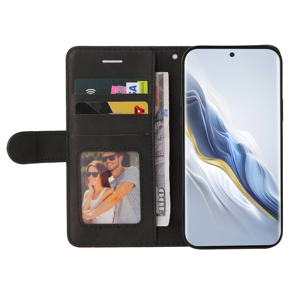 KT Leather Series-1 For Honor Magic6 5G Case Dual-Color Splicing Magnetic Clasp Stand Phone Cover