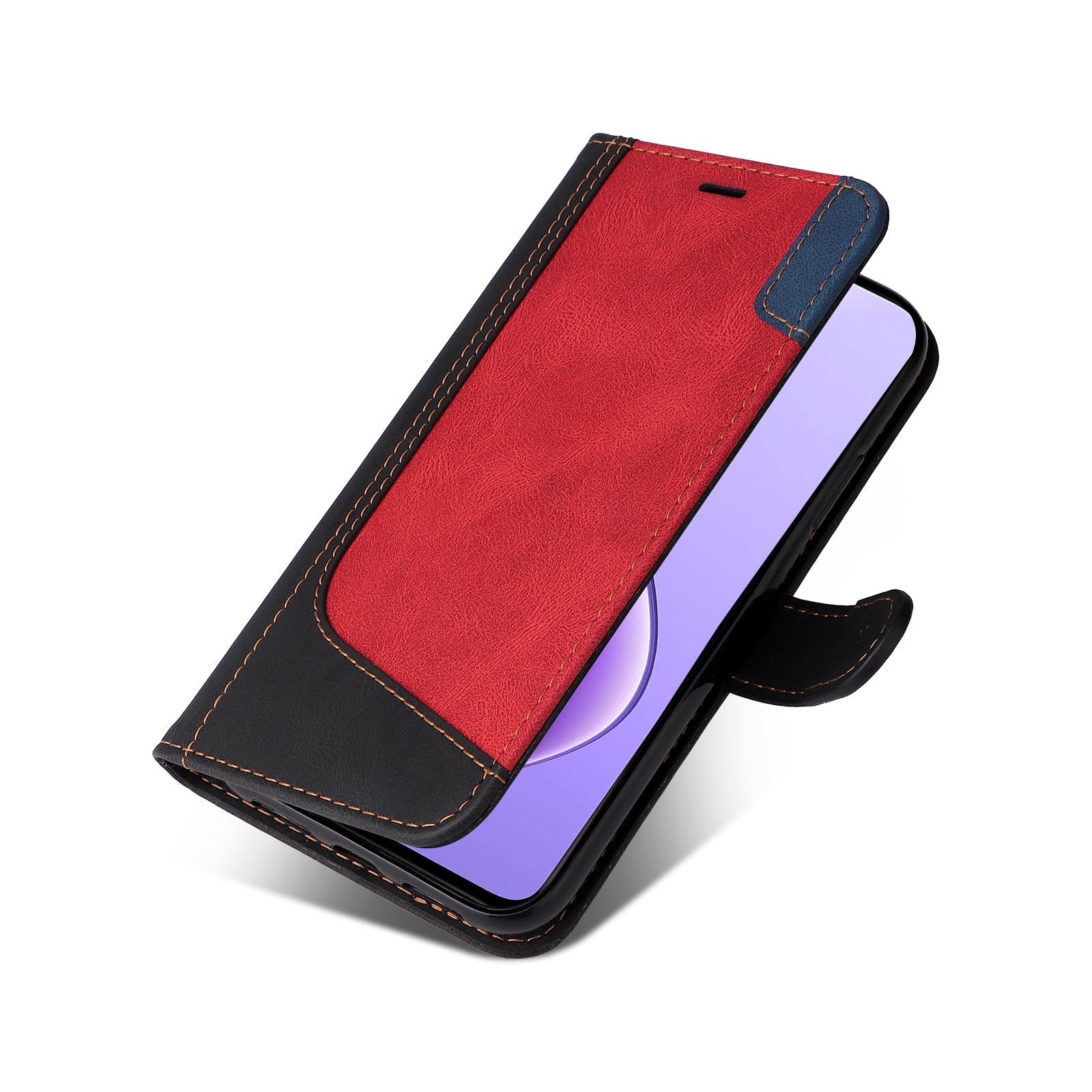 For Realme 12 Case PU Leather Three-color Splicing Folio Stand Phone Cover