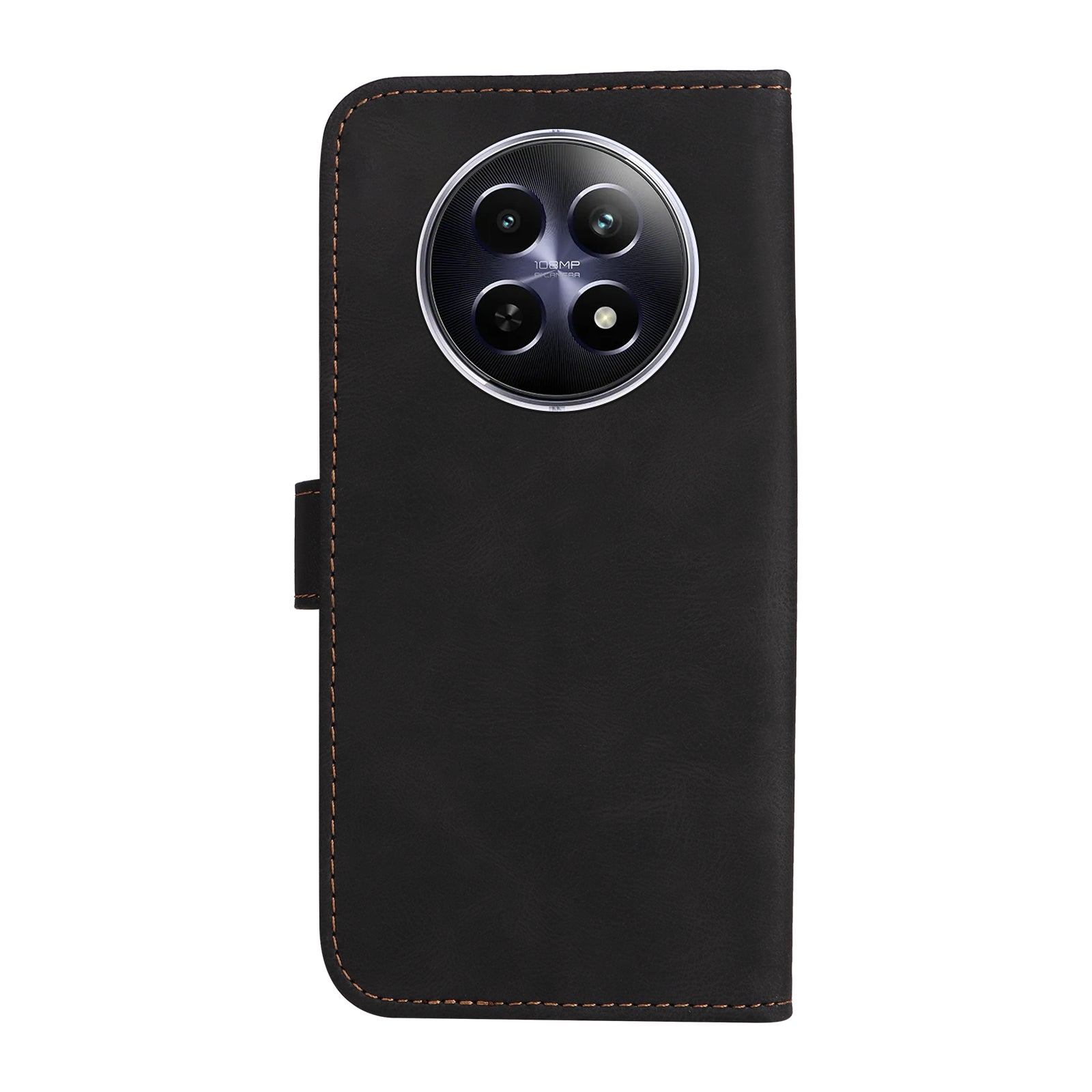 For Realme 12 Case PU Leather Three-color Splicing Folio Stand Phone Cover