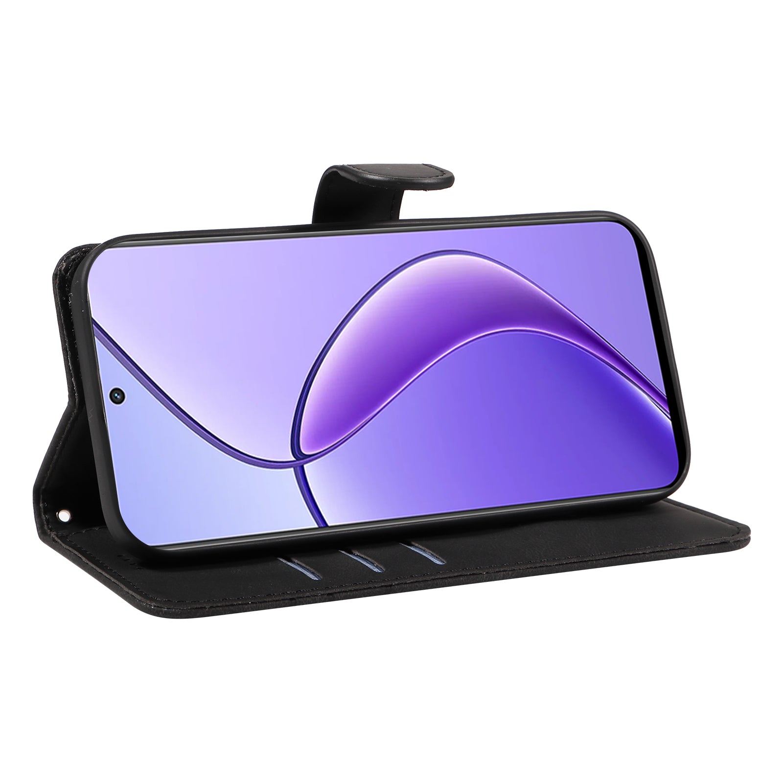 For Realme 12 Case PU Leather Curved Line Phone Cover with Magnetic Closure