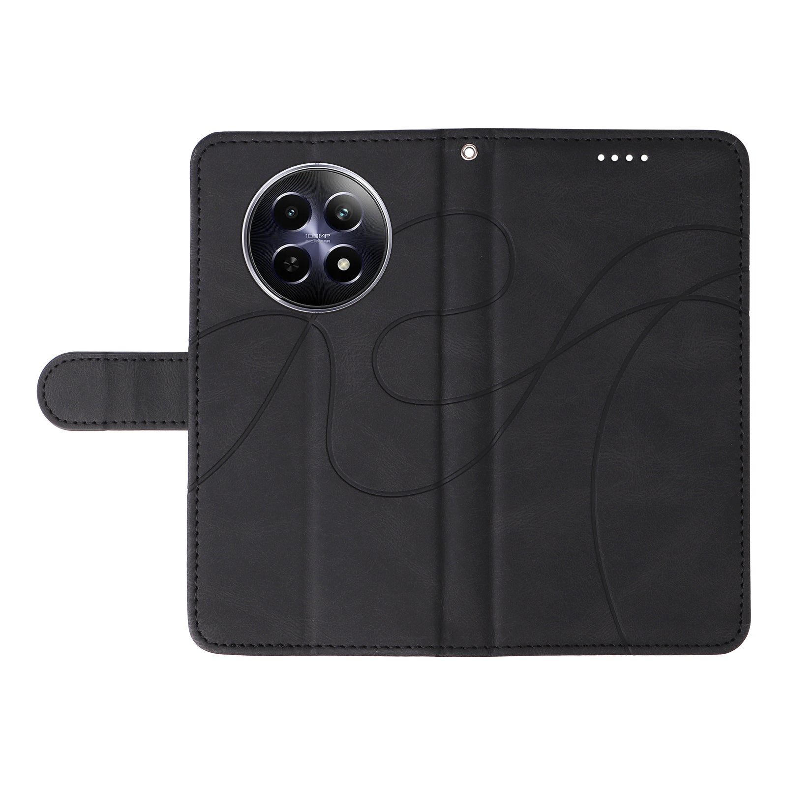 For Realme 12 Case PU Leather Curved Line Phone Cover with Magnetic Closure