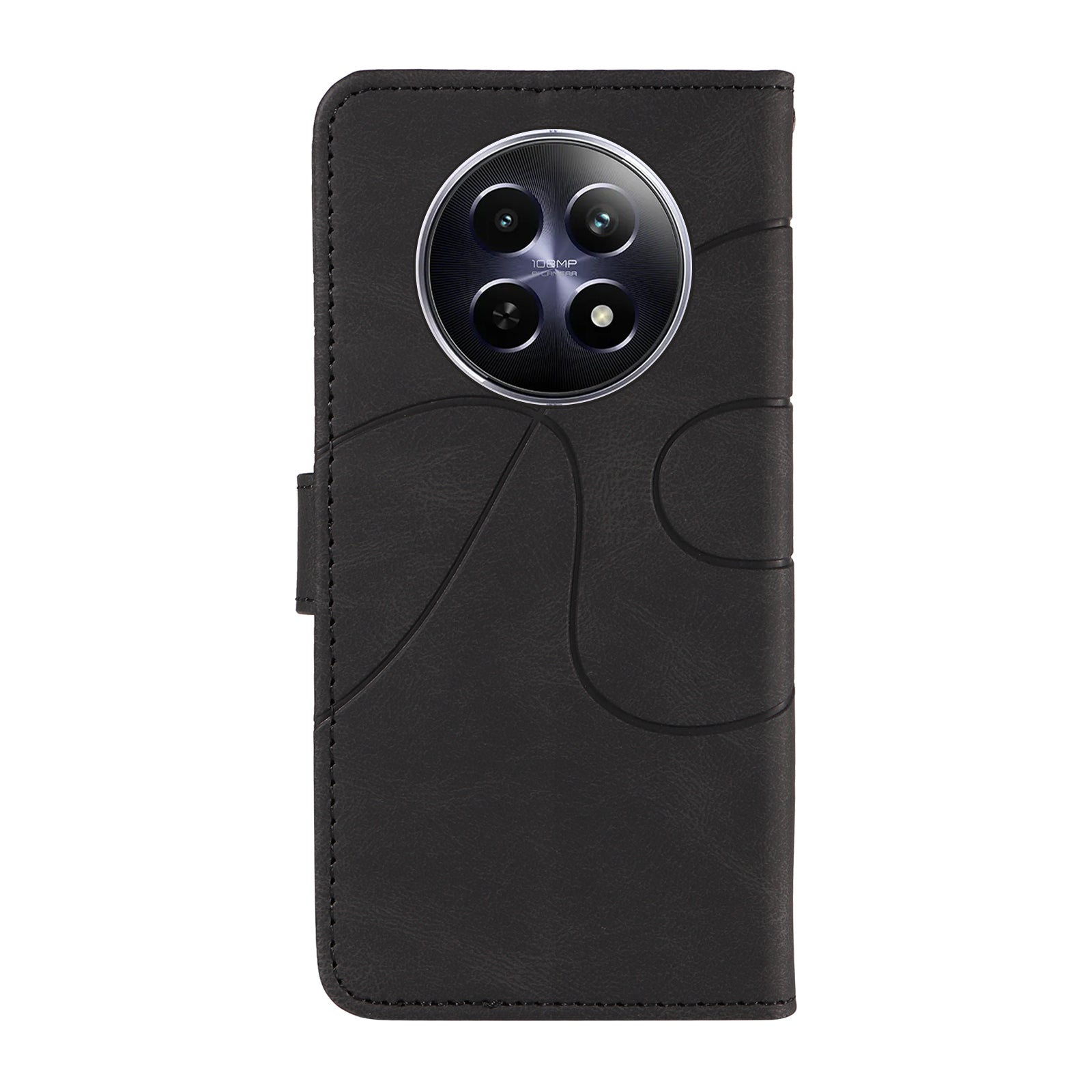 For Realme 12 Case PU Leather Curved Line Phone Cover with Magnetic Closure