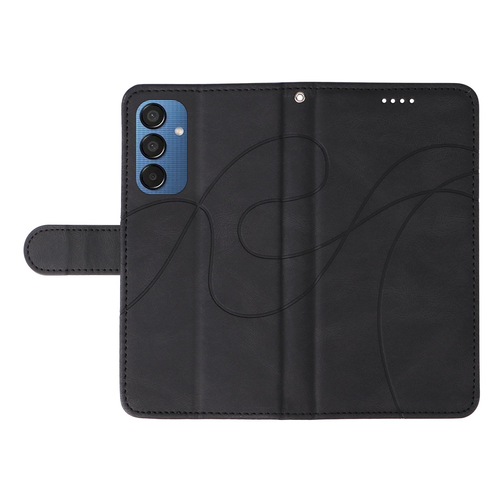 For Samsung Galaxy M15 5G Case PU Leather Curved Line Magnetic Closure Flip Phone Cover
