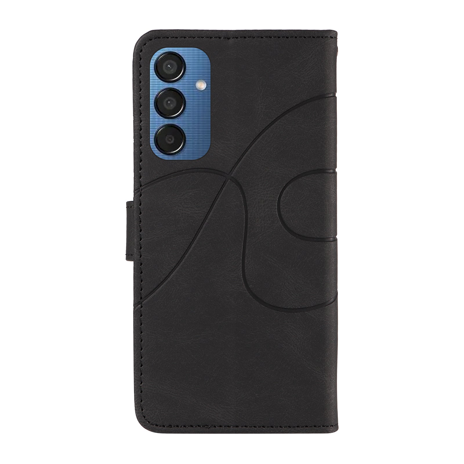 For Samsung Galaxy M15 5G Case PU Leather Curved Line Magnetic Closure Flip Phone Cover