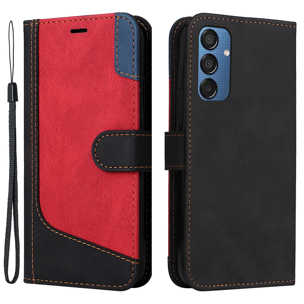 For Samsung Galaxy M15 5G Case PU Leather Three-color Splicing Phone Wallet Cover