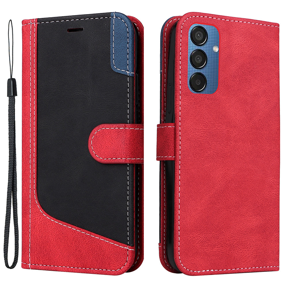 For Samsung Galaxy M15 5G Case PU Leather Three-color Splicing Phone Wallet Cover