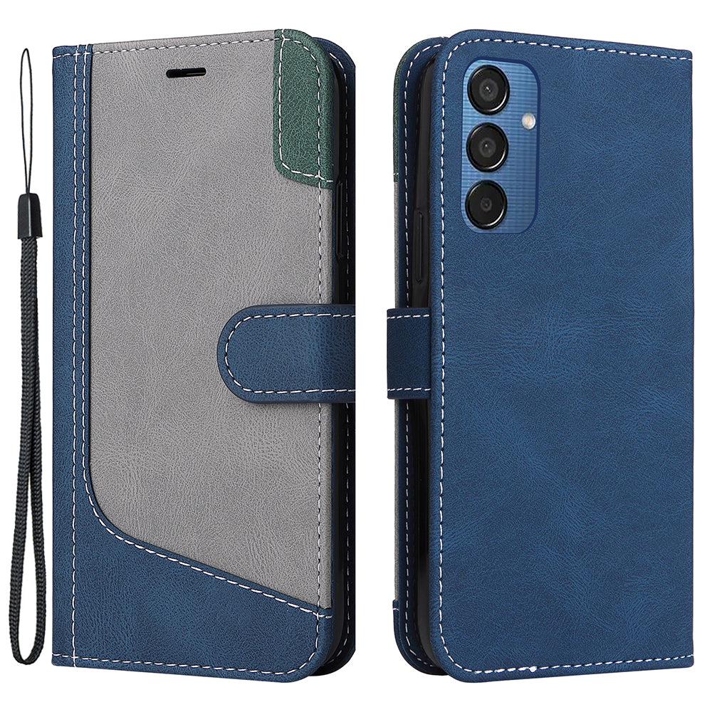 For Samsung Galaxy M15 5G Case PU Leather Three-color Splicing Phone Wallet Cover