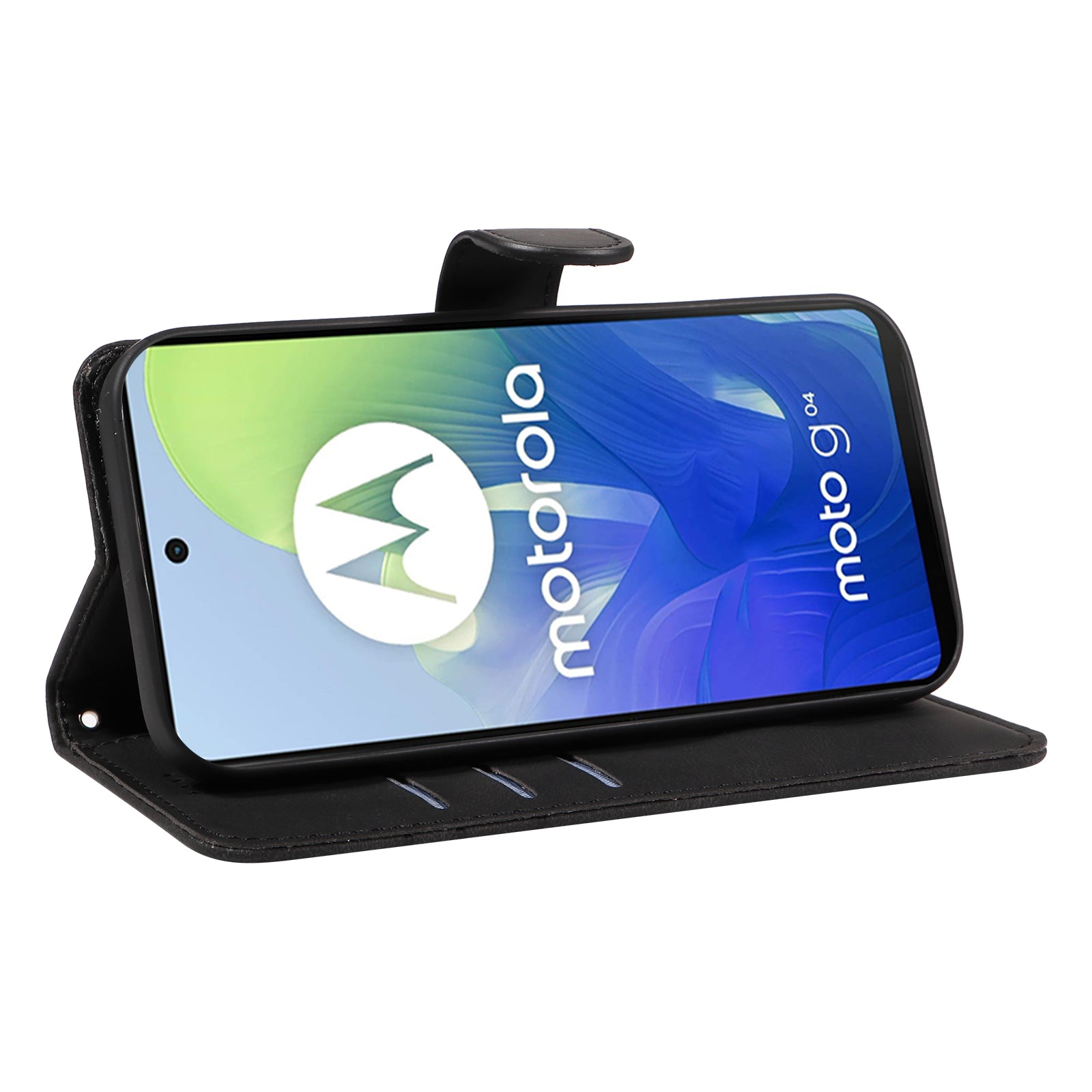 For Motorola Moto G04 4G / G24 4G Case Curved Line Folding Stand PU Leather Phone Cover
