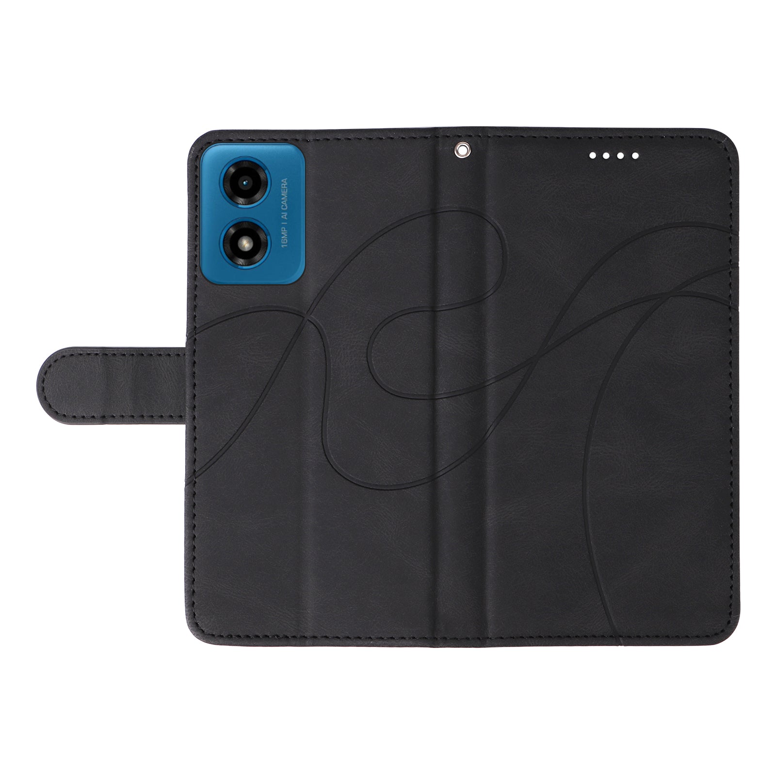 For Motorola Moto G04 4G / G24 4G Case Curved Line Folding Stand PU Leather Phone Cover