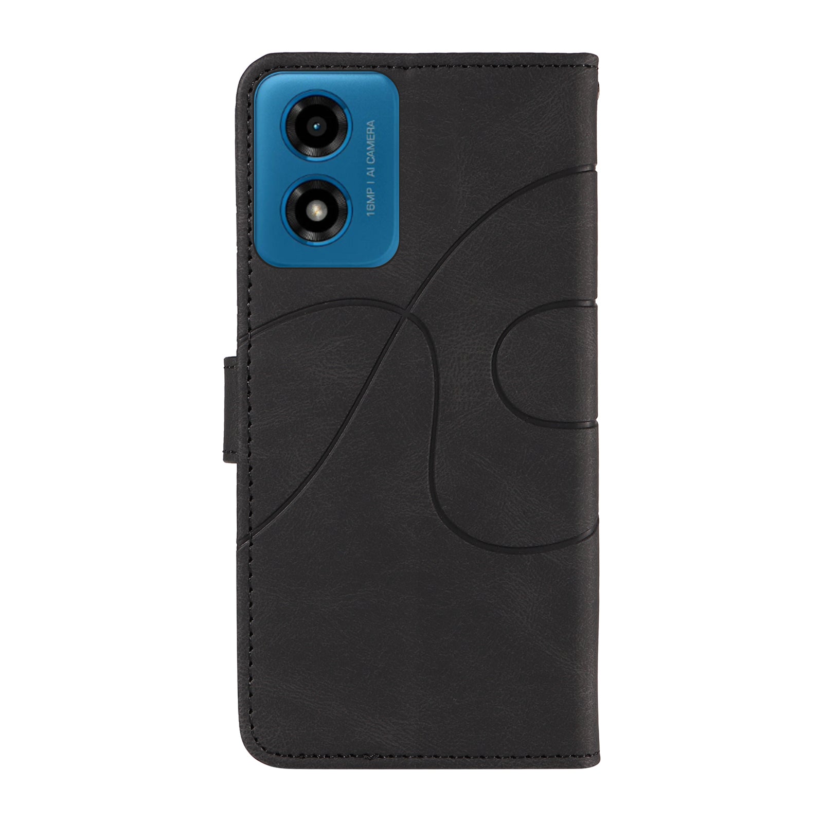 For Motorola Moto G04 4G / G24 4G Case Curved Line Folding Stand PU Leather Phone Cover