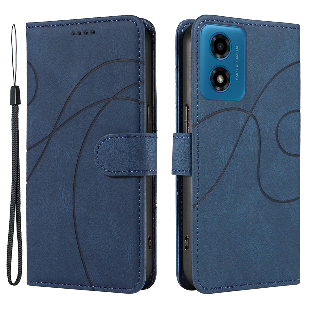 For Motorola Moto G04 4G / G24 4G Case Curved Line Folding Stand PU Leather Phone Cover