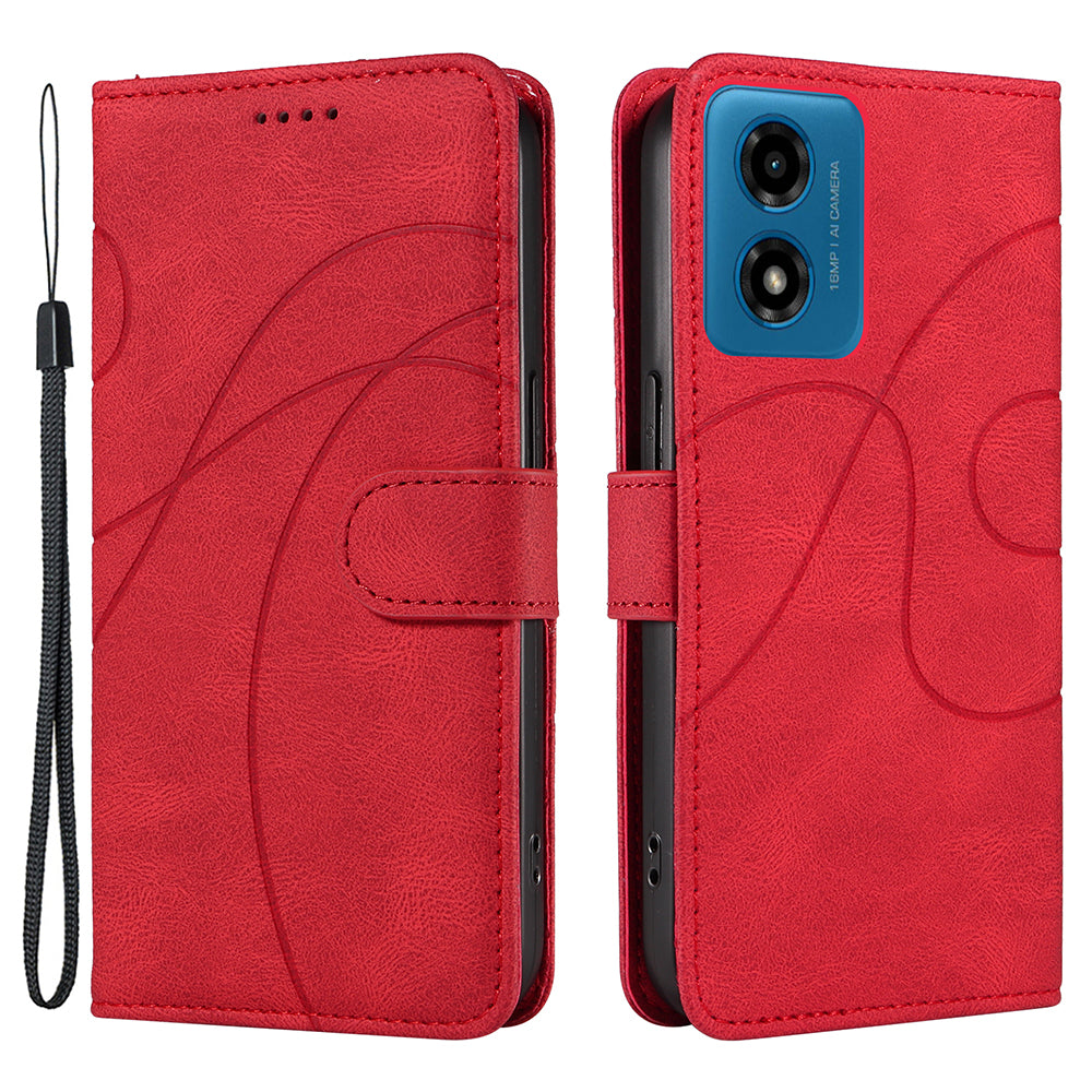 For Motorola Moto G04 4G / G24 4G Case Curved Line Folding Stand PU Leather Phone Cover