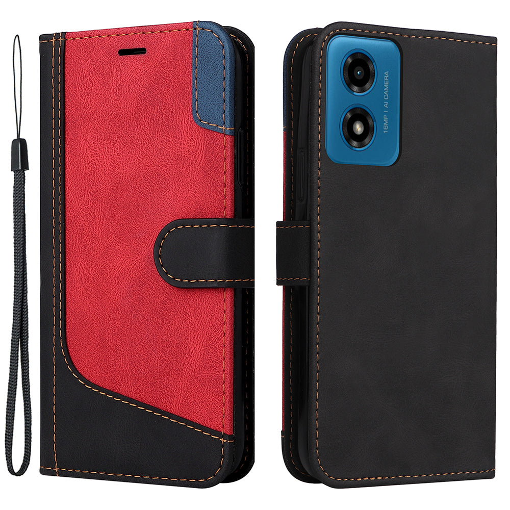 For Motorola Moto G04 4G / Moto G24 4G Case Three-color Splicing Card Holder Phone Cover