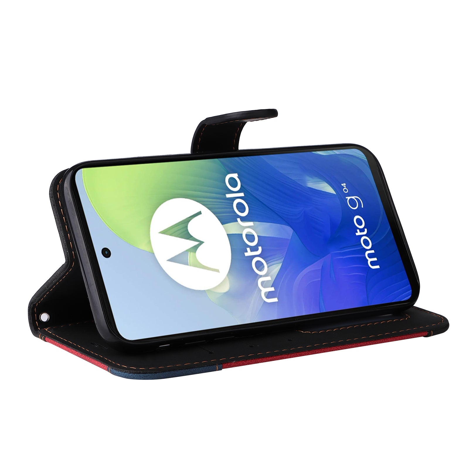 For Motorola Moto G04 4G / Moto G24 4G Case Three-color Splicing Card Holder Phone Cover