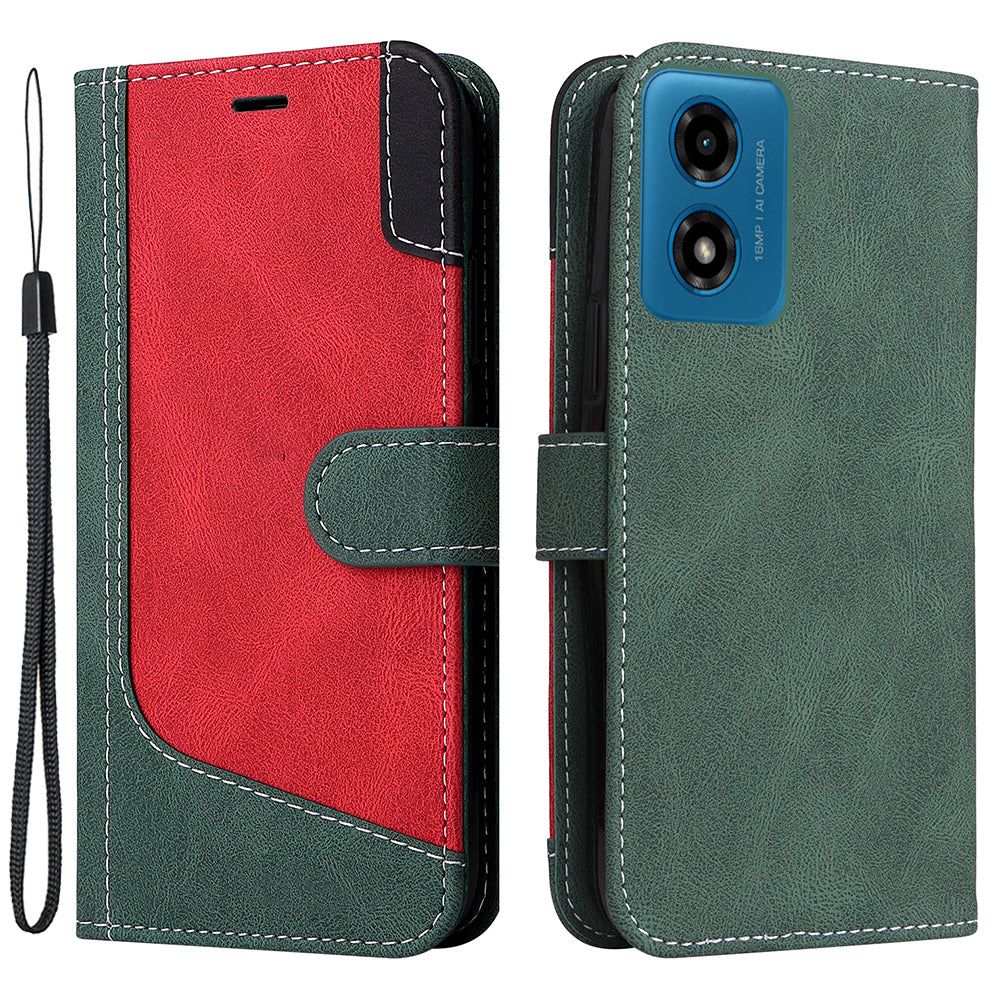 For Motorola Moto G04 4G / Moto G24 4G Case Three-color Splicing Card Holder Phone Cover