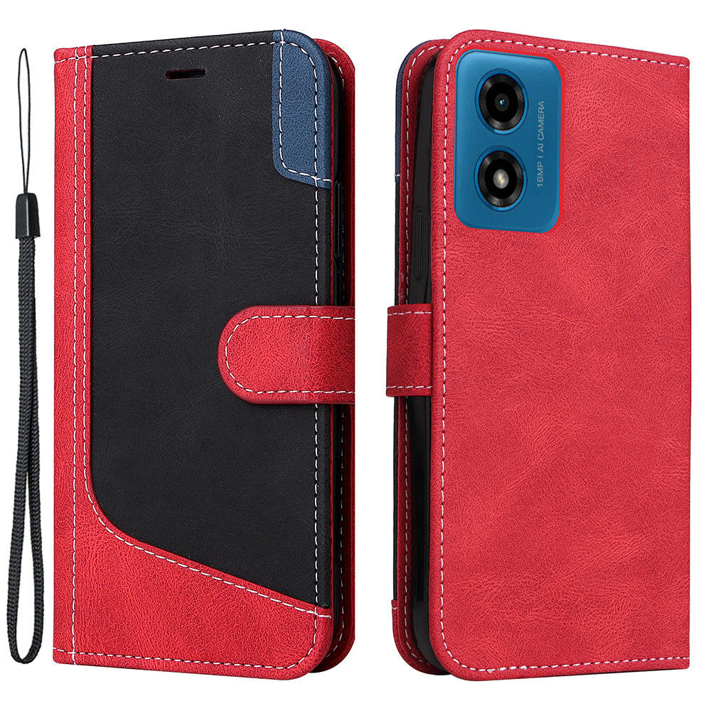 For Motorola Moto G04 4G / Moto G24 4G Case Three-color Splicing Card Holder Phone Cover