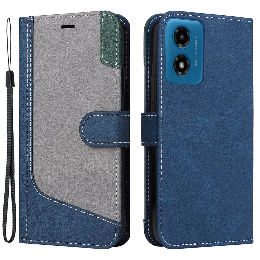 For Motorola Moto G04 4G / Moto G24 4G Case Three-color Splicing Card Holder Phone Cover
