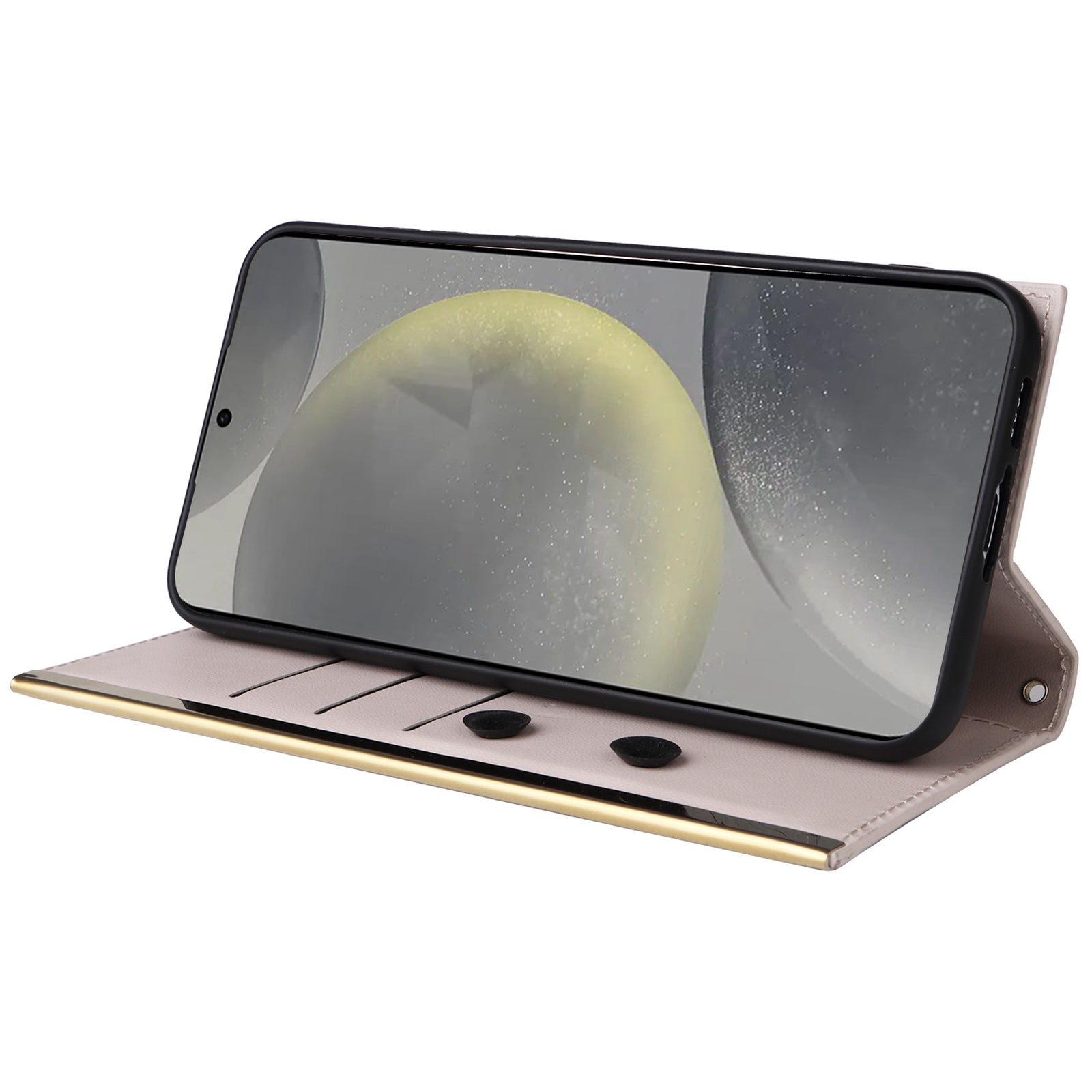 For Samsung Galaxy S24+ Case Suction Cup PU Leather Wallet Phone Cover with Straps