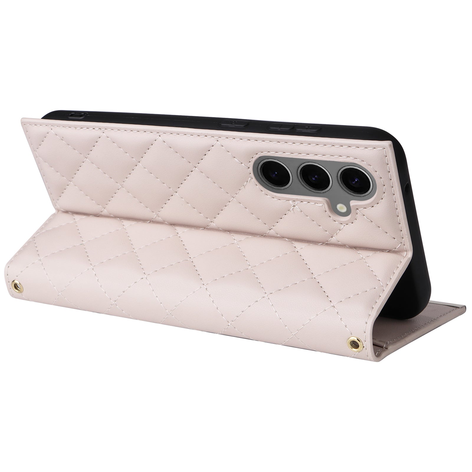 For Samsung Galaxy S24+ Case Suction Cup PU Leather Wallet Phone Cover with Straps