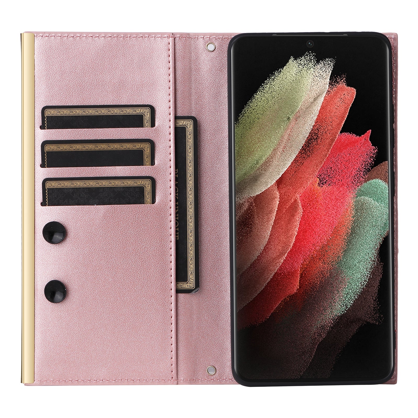 For Samsung Galaxy S21 Ultra 5G Case Suction Cup Wallet Phone Cover with Crossbody Strap