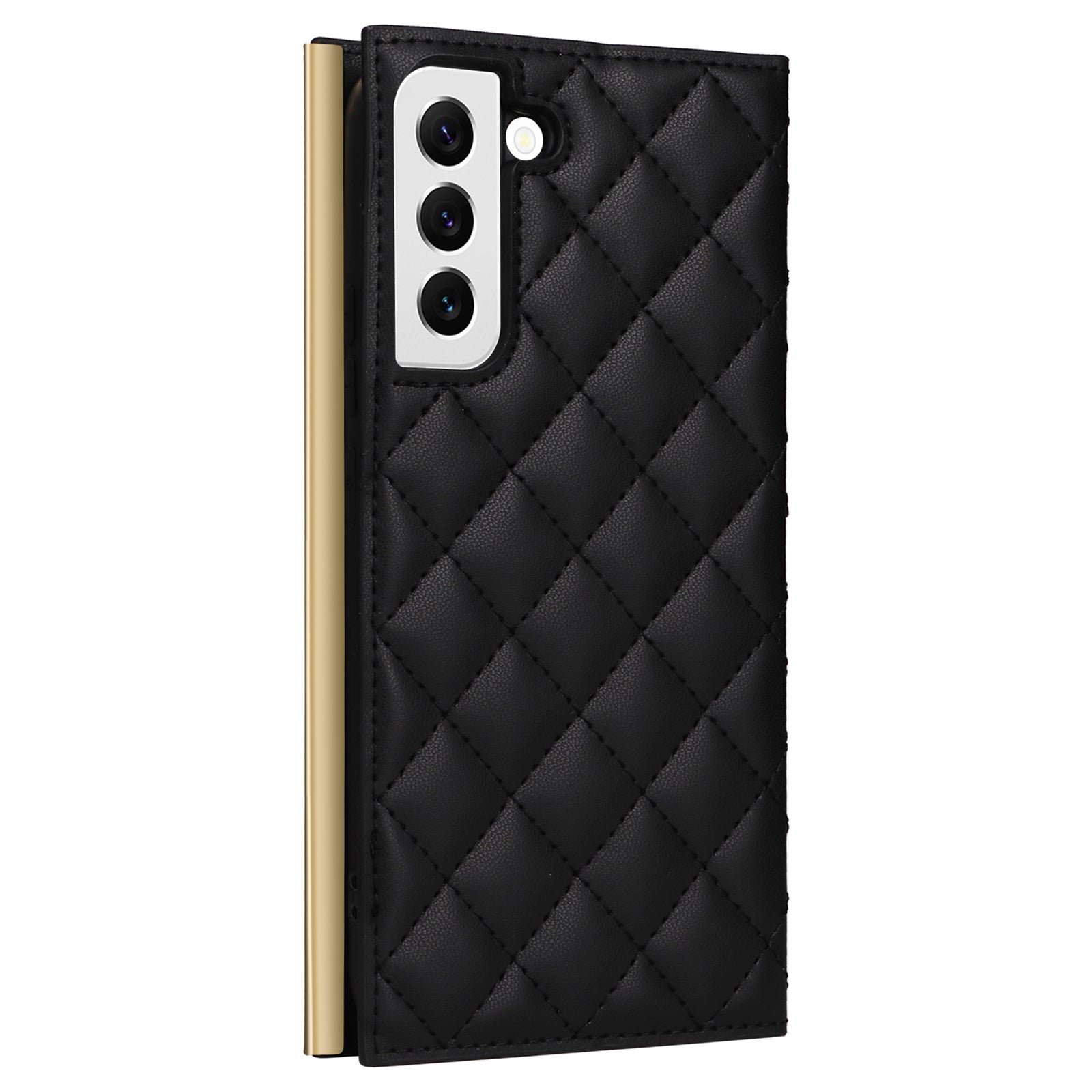 For Samsung Galaxy S22 5G Case Rhombus Grid PU Leather Wallet Suction Cup Phone Cover