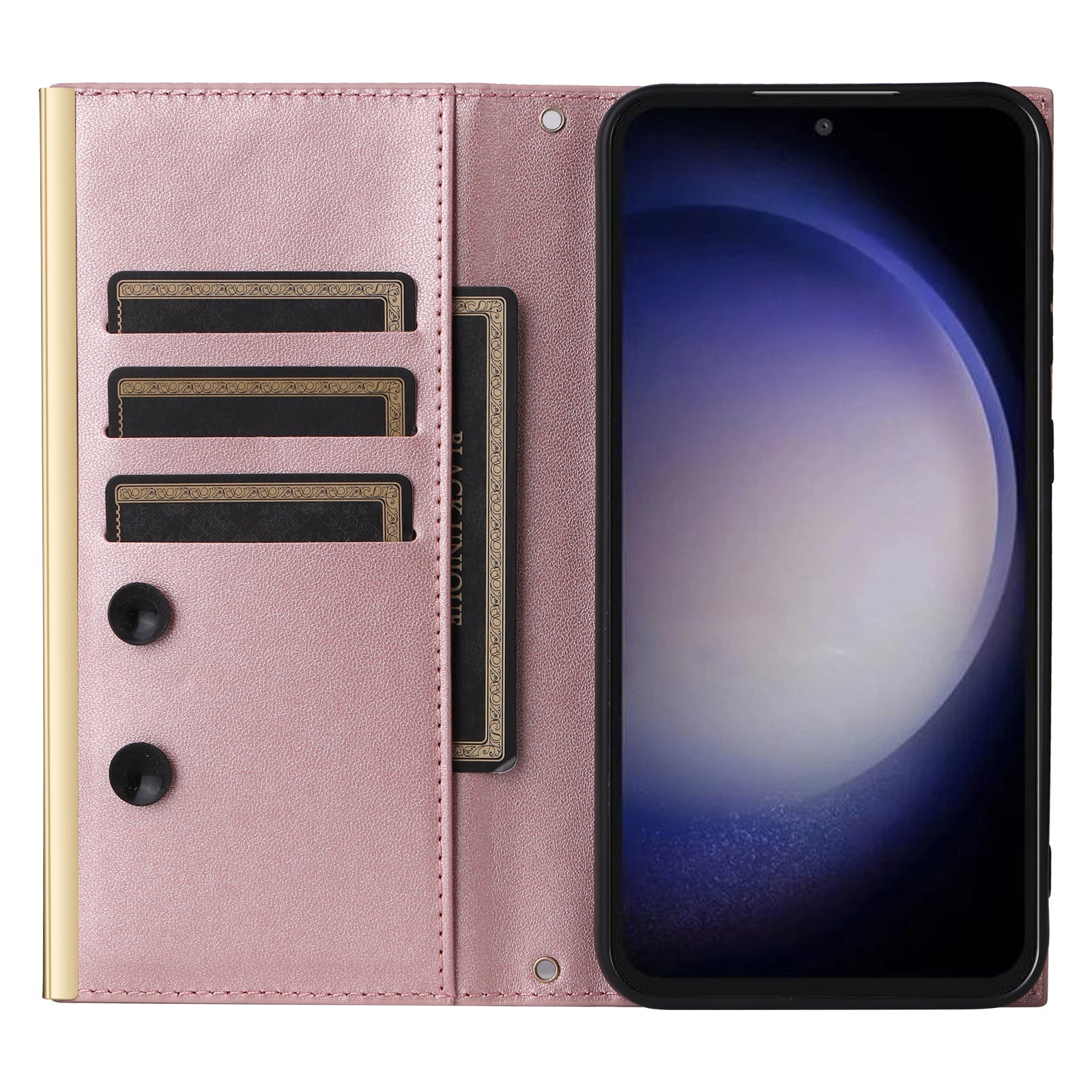 For Samsung Galaxy S23 FE Case PU Leather Suction Cup Phone Cover with Shoulder Strap
