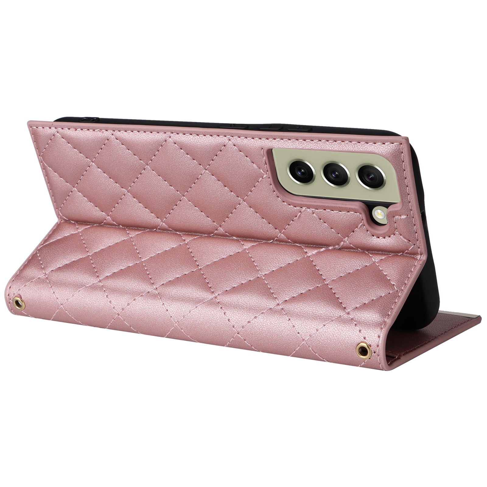 For Samsung Galaxy S21 FE 5G Leather Case Suction Cup 3 Card Slots Phone Cover