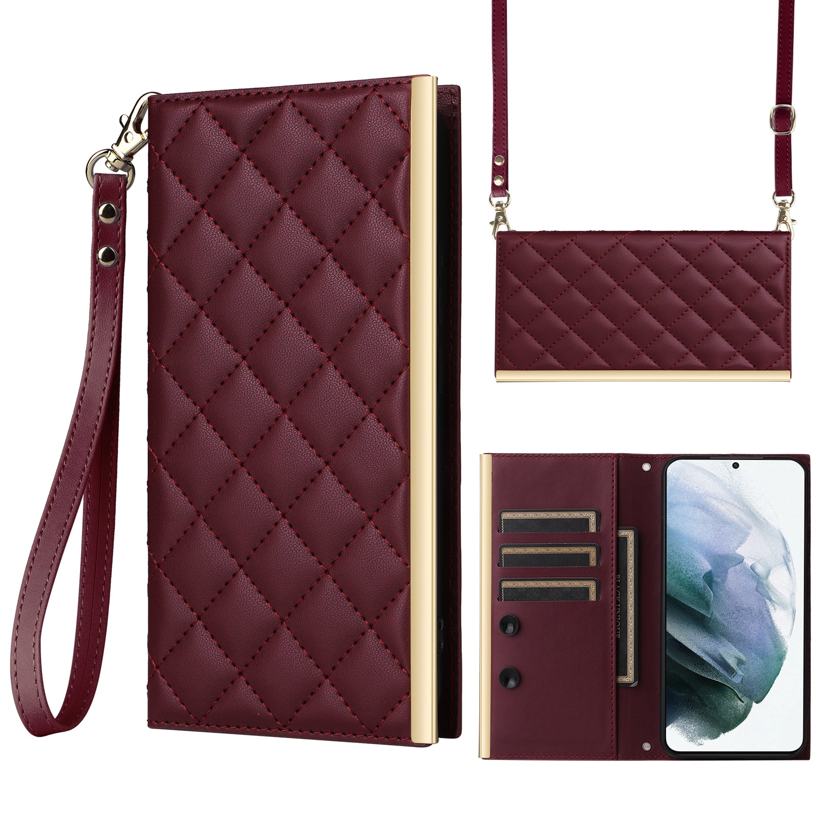 For Samsung Galaxy S21+ 5G Case Wallet PU Leather Suction Cup Protection Phone Cover