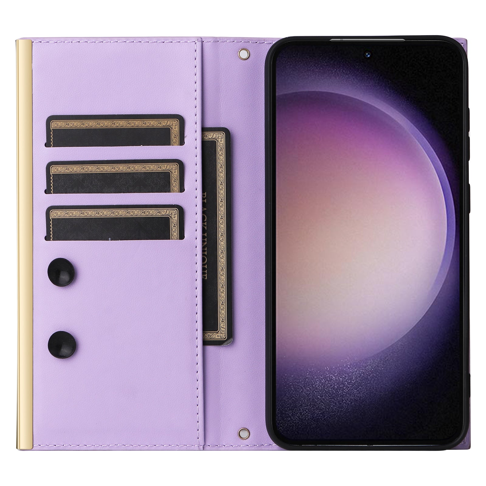 For Samsung Galaxy S23 Leather Case Suction Cup Wallet Flip Phone Cover with Shoulder Strap