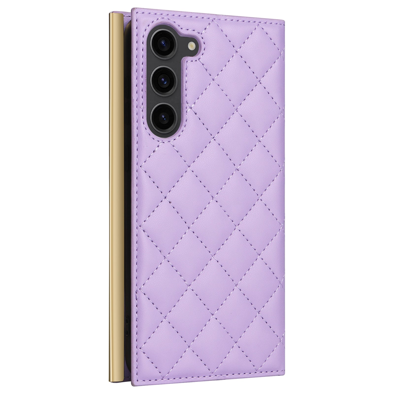 For Samsung Galaxy S23 Leather Case Suction Cup Wallet Flip Phone Cover with Shoulder Strap