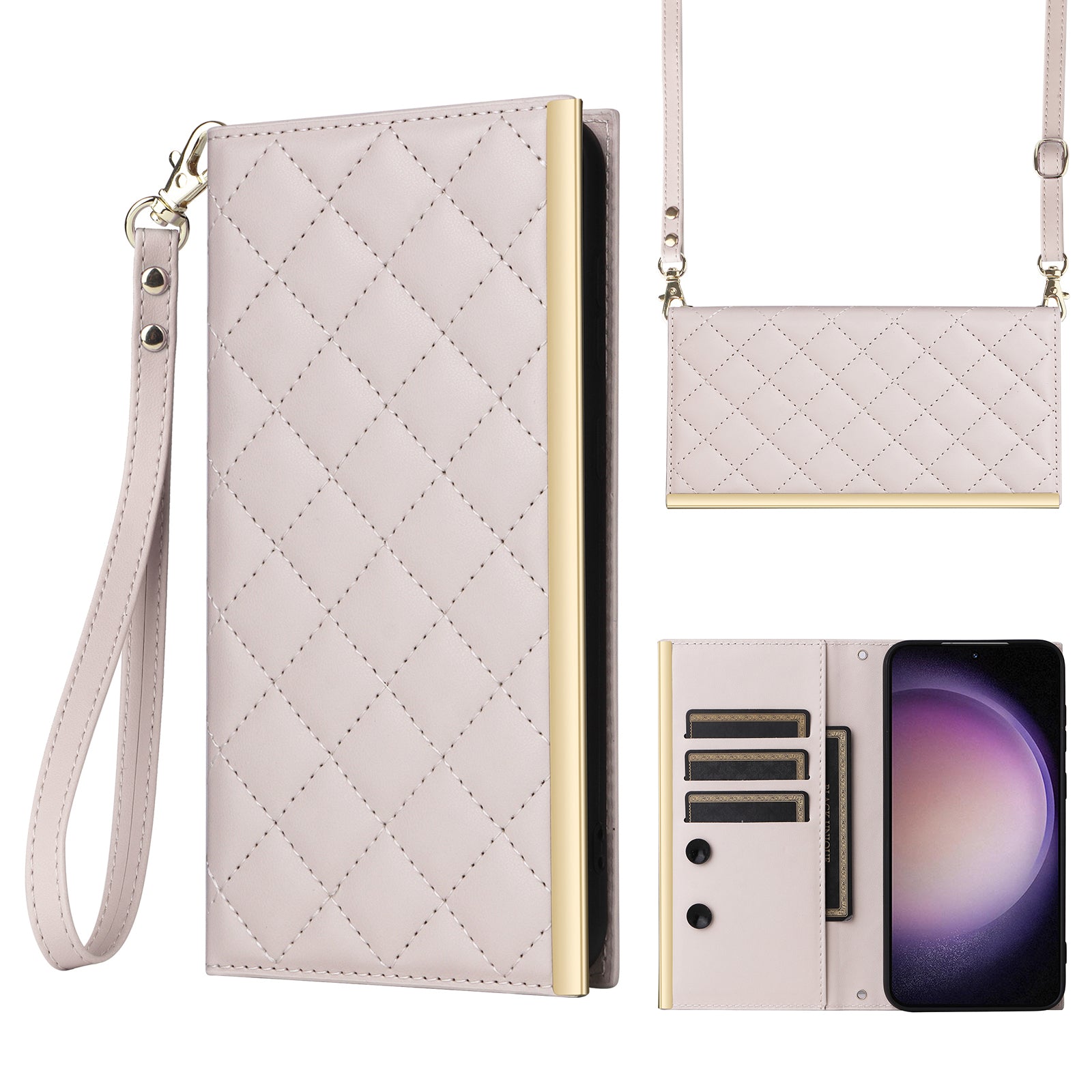 For Samsung Galaxy S23+ Wallet Case Anti-Drop PU Leather Phone Cover with Stand
