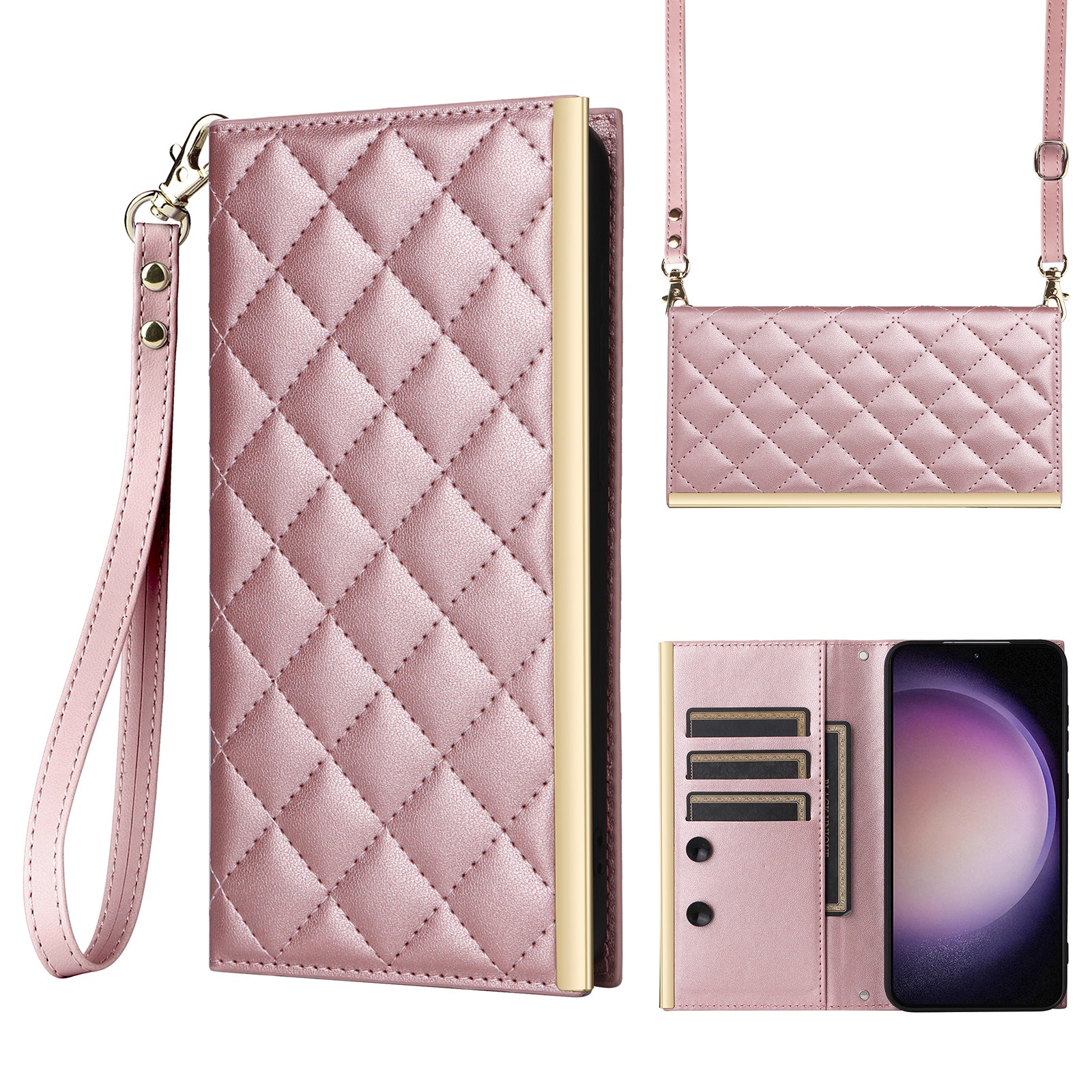 For Samsung Galaxy S23+ Wallet Case Anti-Drop PU Leather Phone Cover with Stand