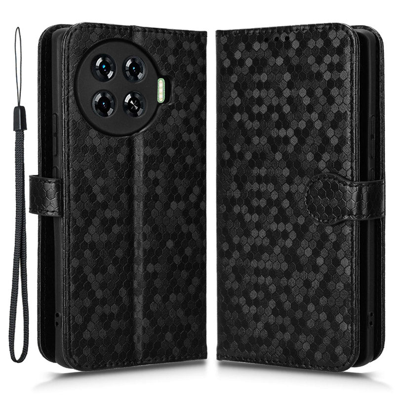 For Transsion Tecno Spark 20 Pro+ Case Dots Imprinted Magnetic Closing Wallet Phone Cover