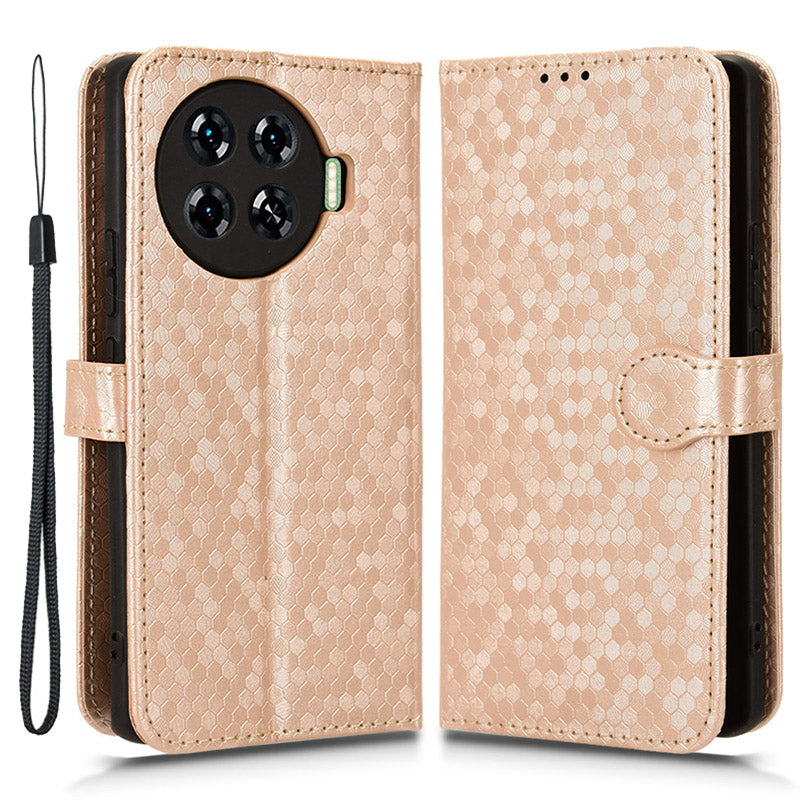 For Transsion Tecno Spark 20 Pro+ Case Dots Imprinted Magnetic Closing Wallet Phone Cover
