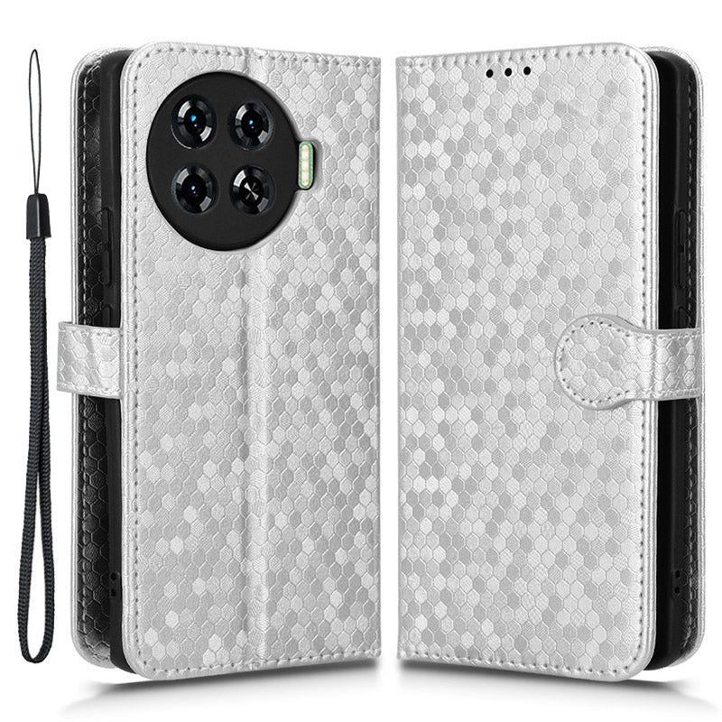 For Transsion Tecno Spark 20 Pro+ Case Dots Imprinted Magnetic Closing Wallet Phone Cover