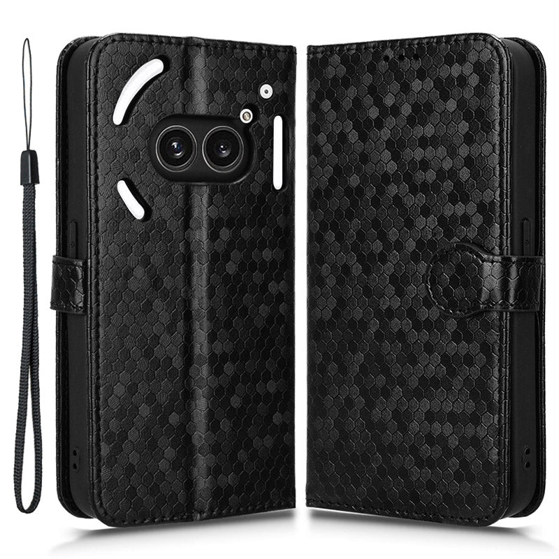 For Nothing Phone (2a) Wallet Case Dots Imprinted Magnetic Closing Phone Cover