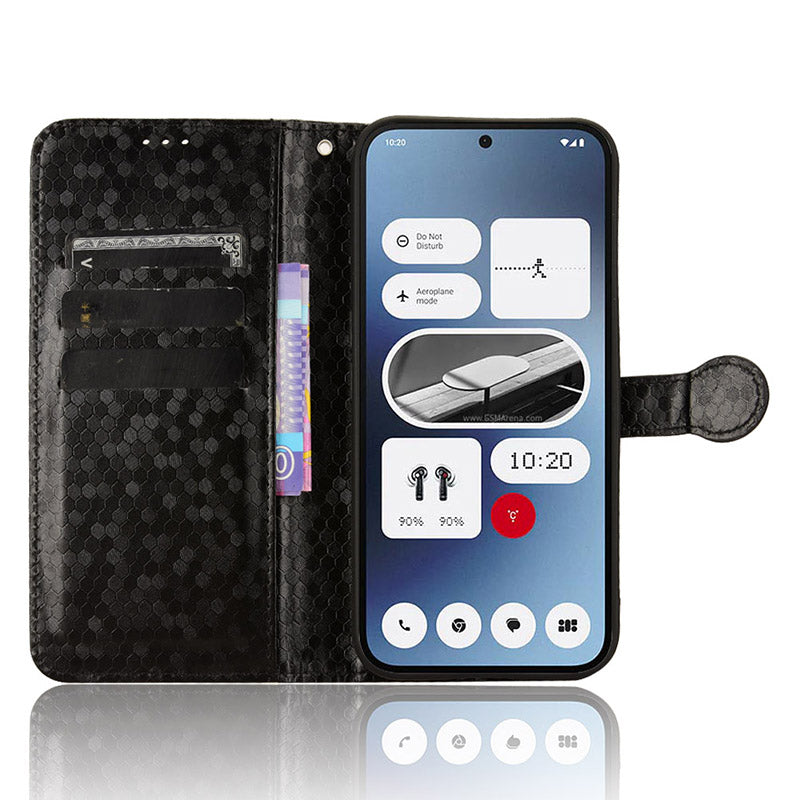 For Nothing Phone (2a) Wallet Case Dots Imprinted Magnetic Closing Phone Cover
