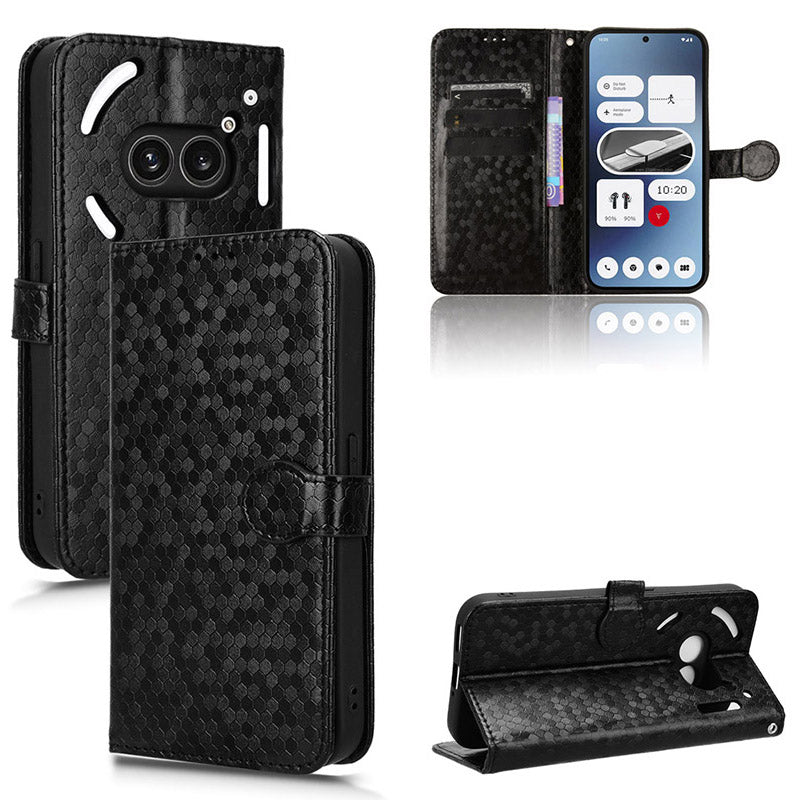 For Nothing Phone (2a) Wallet Case Dots Imprinted Magnetic Closing Phone Cover