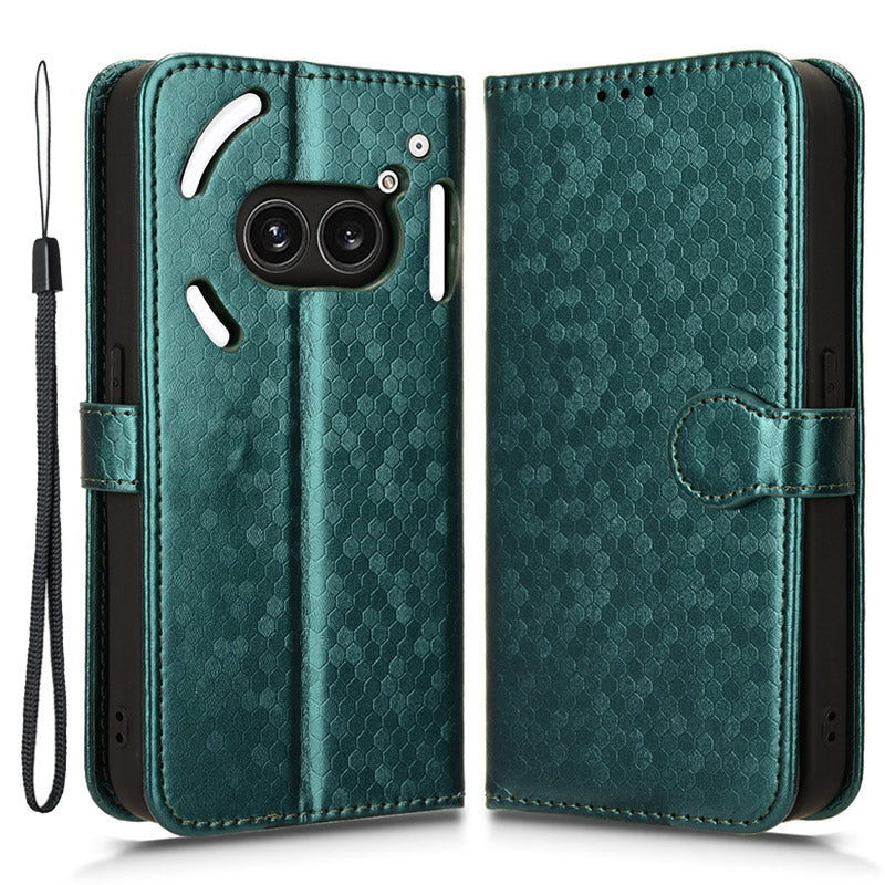 For Nothing Phone (2a) Wallet Case Dots Imprinted Magnetic Closing Phone Cover