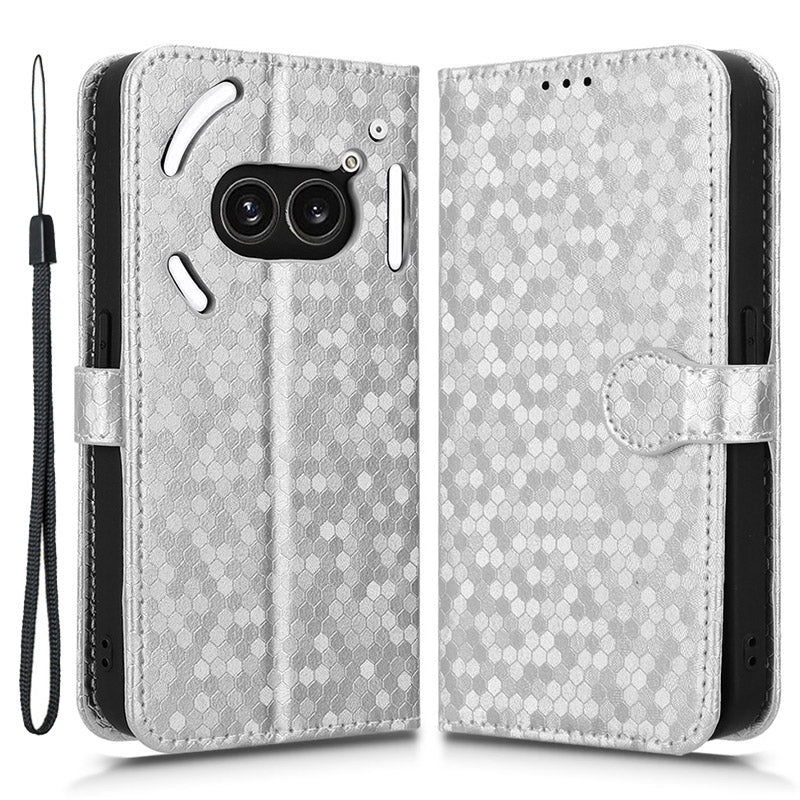 For Nothing Phone (2a) Wallet Case Dots Imprinted Magnetic Closing Phone Cover