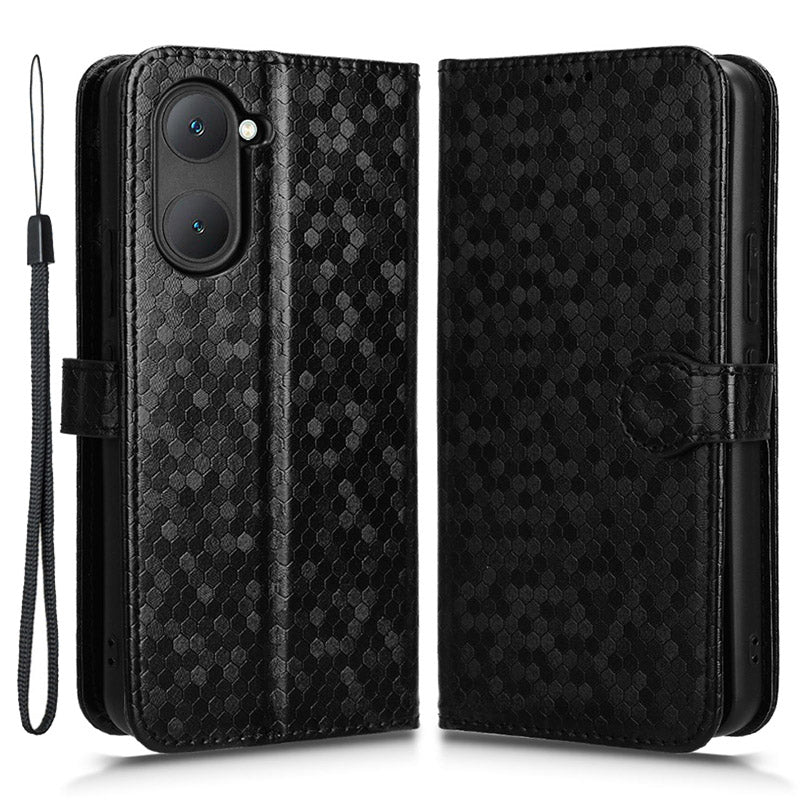 For vivo Y03 Case Dots Imprinted Shockproof Wallet Phone Cover