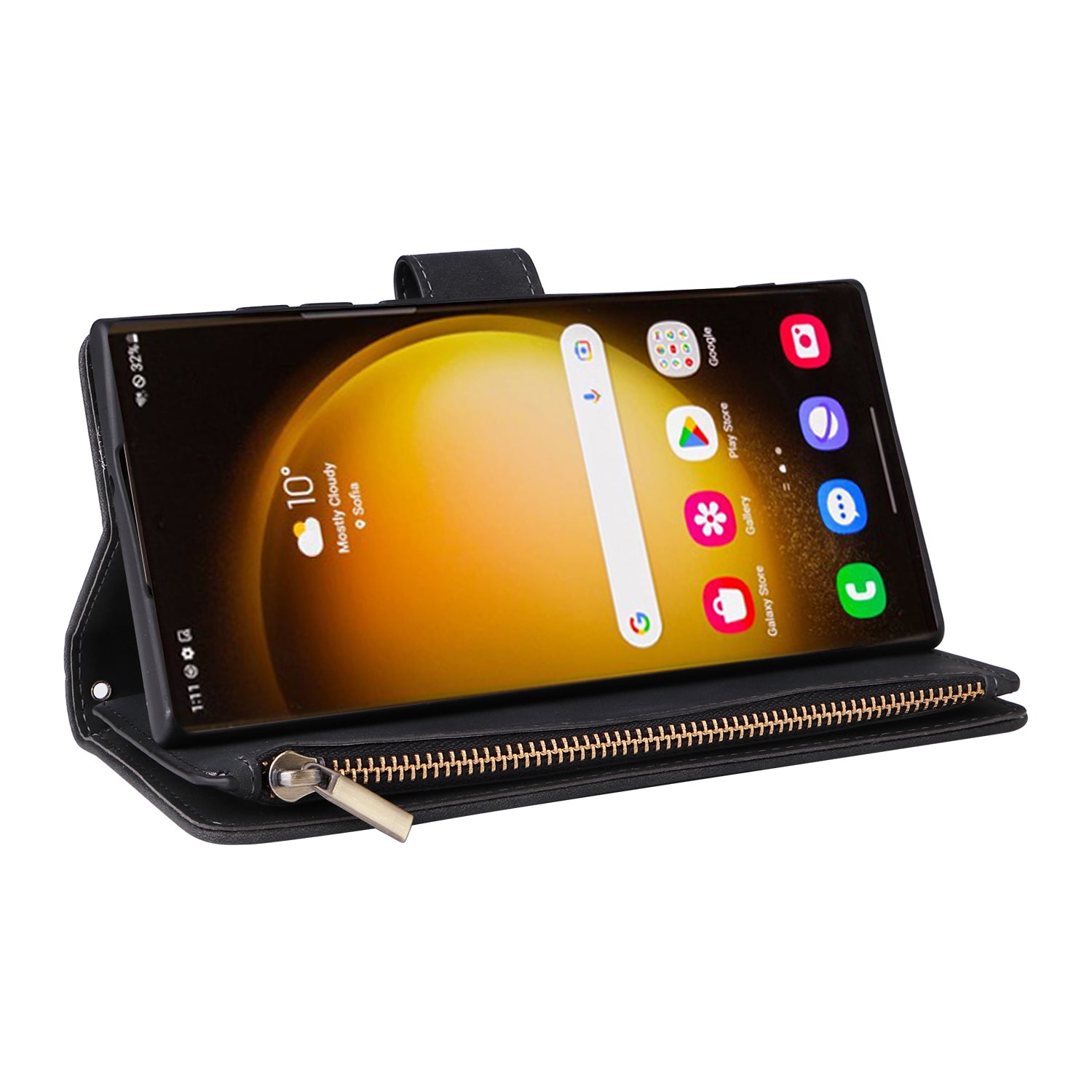 For Samsung Galaxy S24 Ultra Cell Phone Case Multiple Card Slots PU Leather Protection Cover