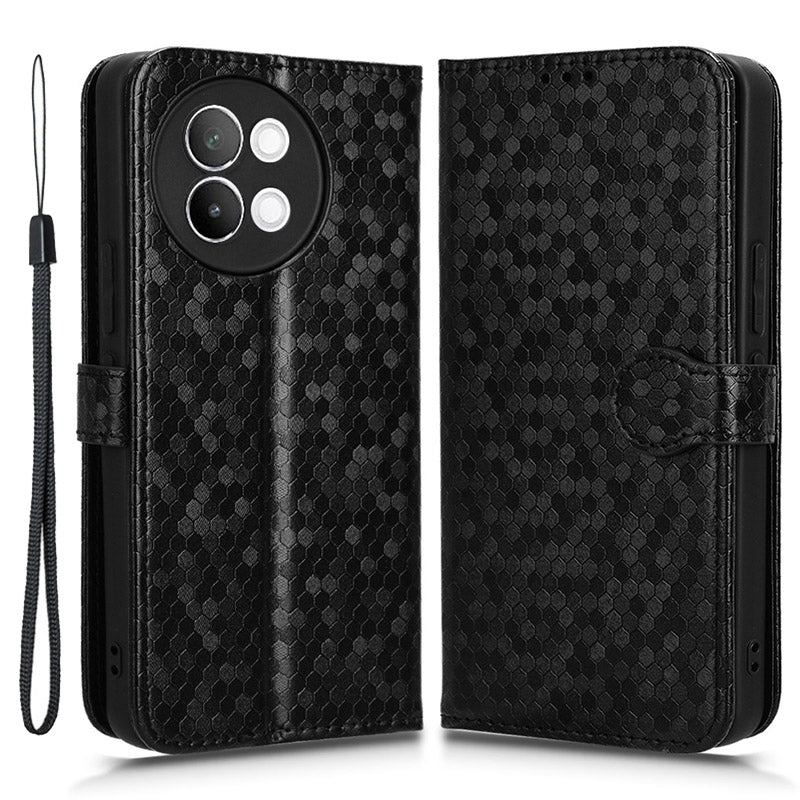 For vivo S18e 5G Magnetic Phone Case Dots Imprinted Card Holder Anti-scratch Cover