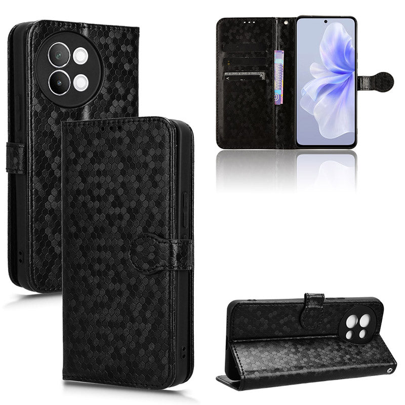 For vivo S18e 5G Magnetic Phone Case Dots Imprinted Card Holder Anti-scratch Cover