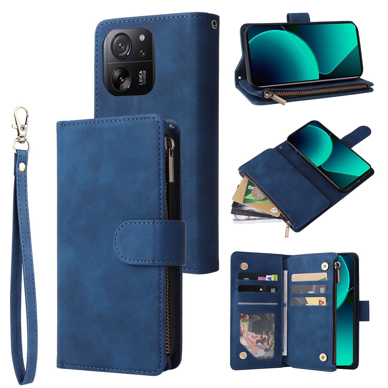 For Xiaomi 13T / 13T Pro / Redmi K60 Ultra Cell Phone Drop-proof Case Zipper Wallet Card Holder Leather Cover