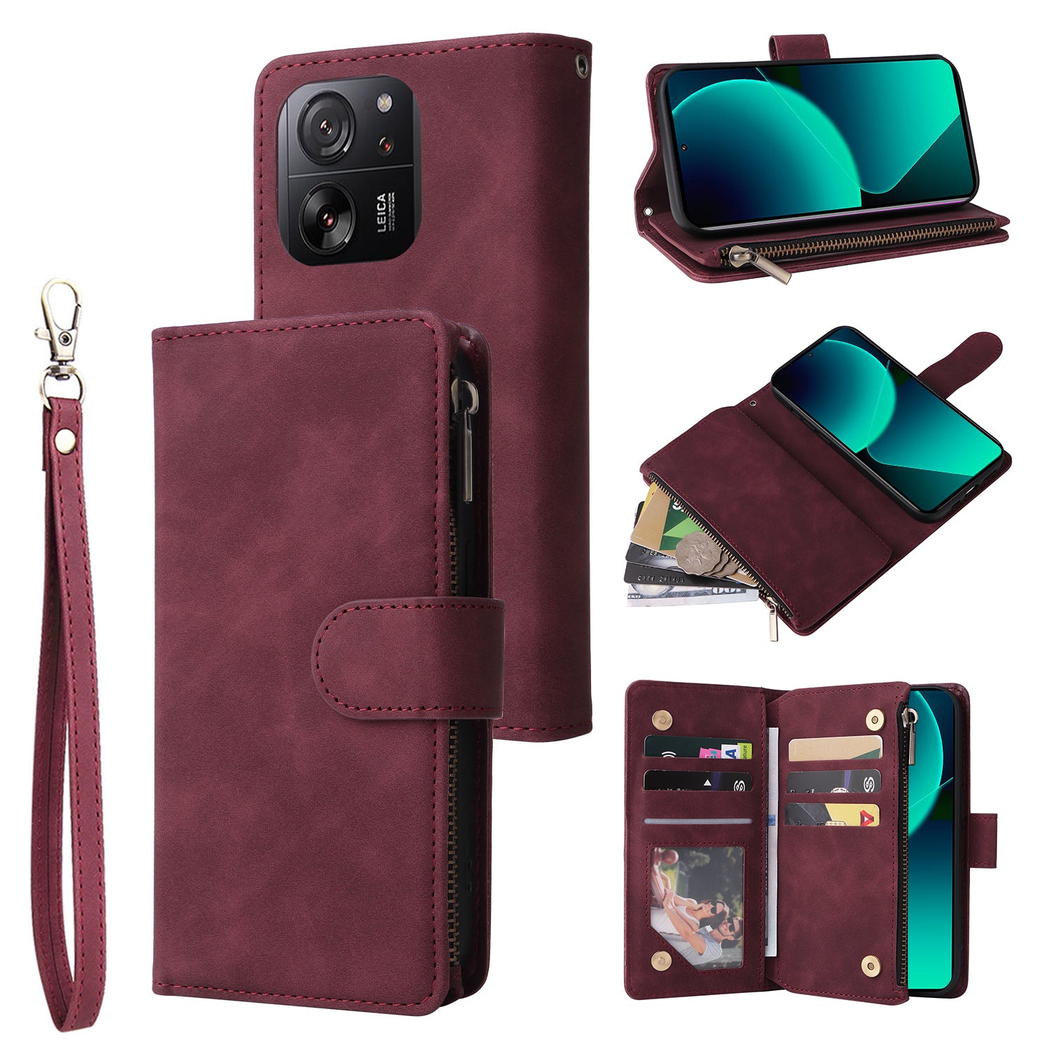 For Xiaomi 13T / 13T Pro / Redmi K60 Ultra Cell Phone Drop-proof Case Zipper Wallet Card Holder Leather Cover