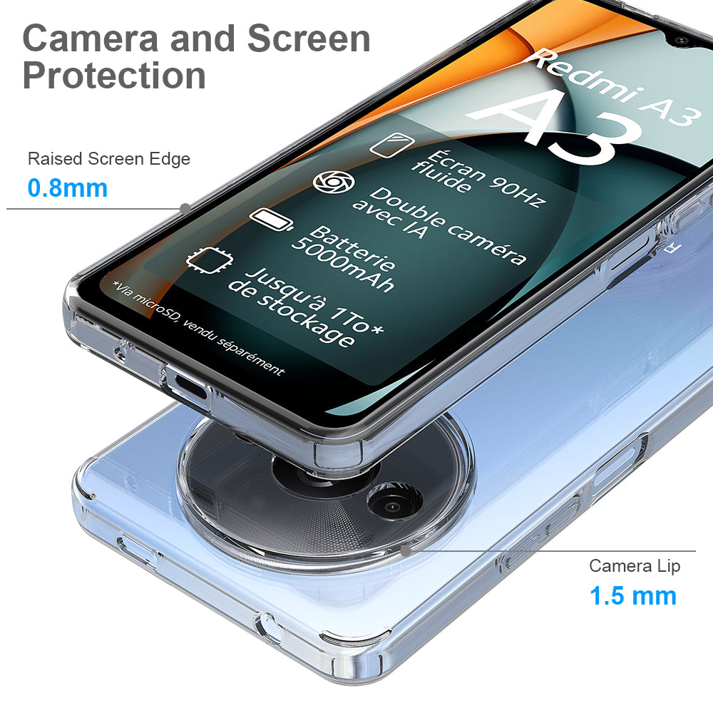 For Xiaomi Redmi A3 / Poco C61 4G / Poco C61 4G Phone Case Scratch-resistant TPU+Acrylic Clear Cover