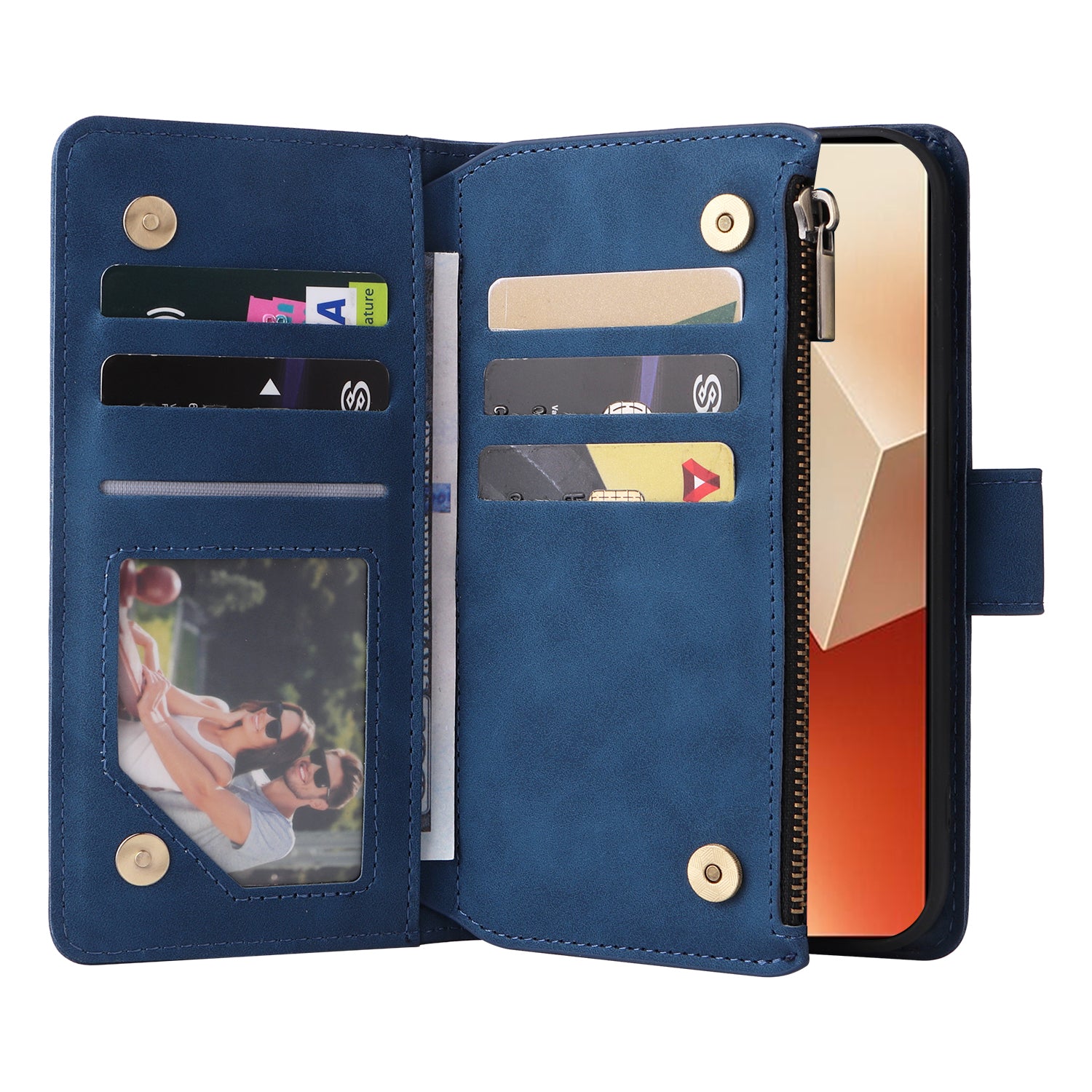 For Xiaomi Redmi Note 13 5G Case Leather Phone Protective Cover Zipper Wallet Card Holder