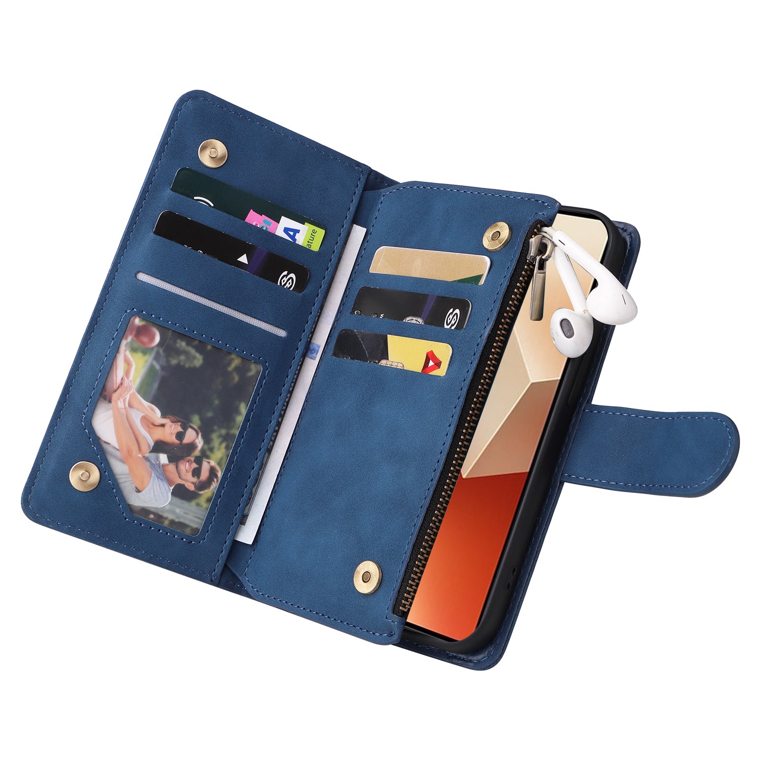 For Xiaomi Redmi Note 13 5G Case Leather Phone Protective Cover Zipper Wallet Card Holder