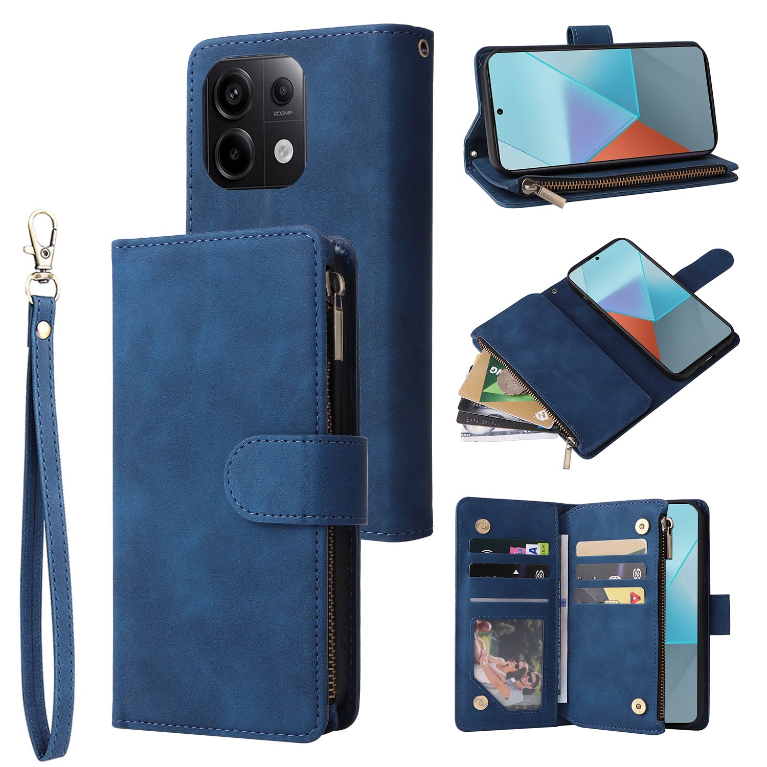 For Xiaomi Redmi Note 13 Pro 5G / Poco X6 5G PU Leather Wallet Mobile Phone Cover Case with Multiple Card Slots